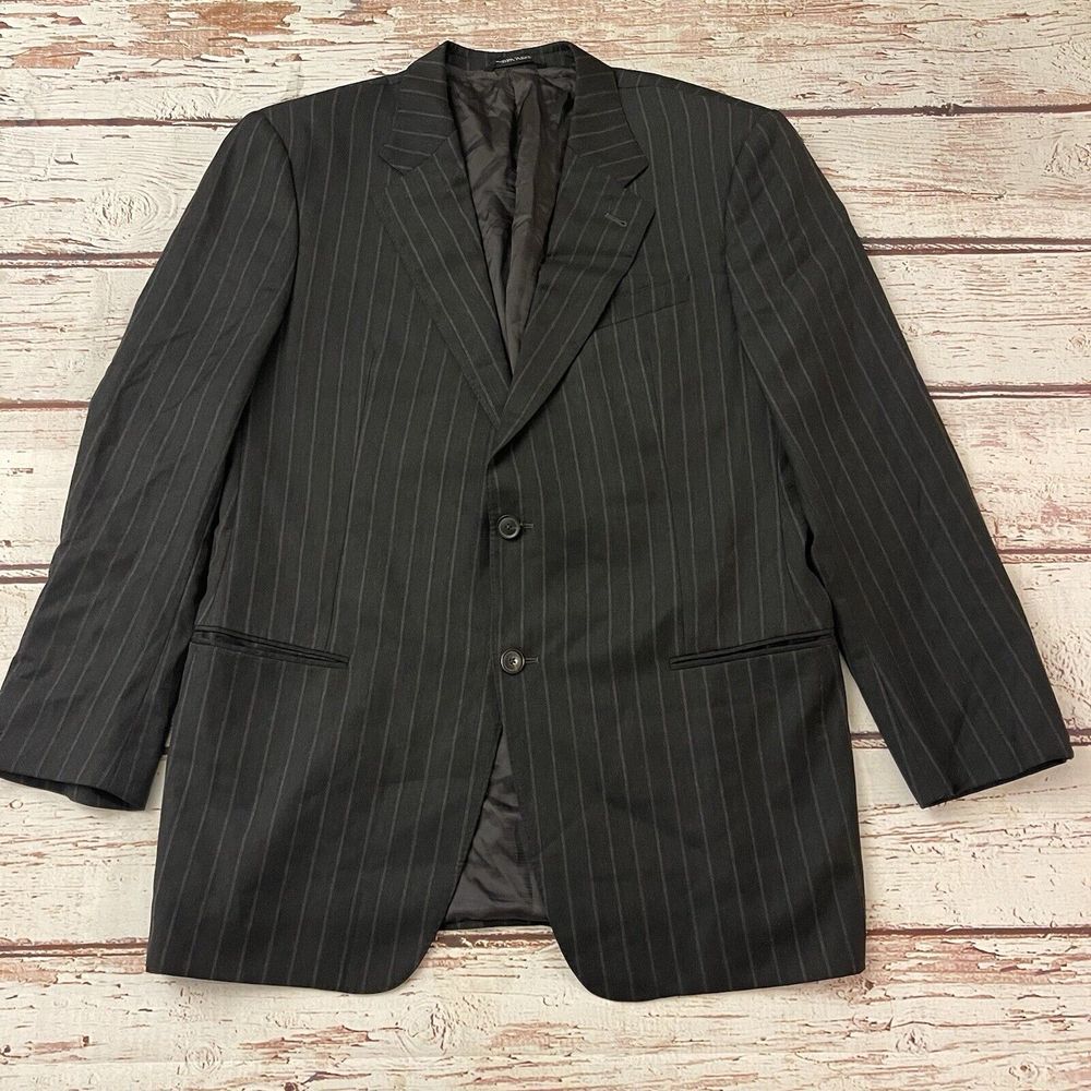 Armani Collezioni Sport Coat 44L Flannel Wool Charcoal Dark Gray 2-Button Italy